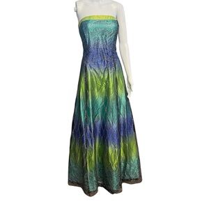 NV Couture - Women’s Strapless Blue/Green Sparkly Corset Prom Dress Sz. 8-10